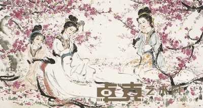 刘静云 赏花图 镜心 92×173cm